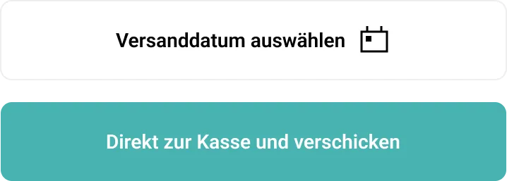 Abschlussansicht, in der Versanddatum, Bezahlung und Versand zuverlässig zusammengeführt werden.